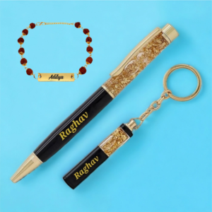 Gold Flake Pen, Keychain & Rakhi