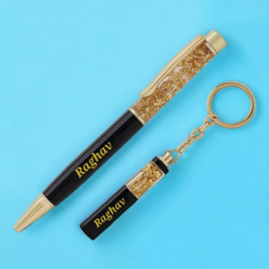 Golden Flack Pen & Keychain Set