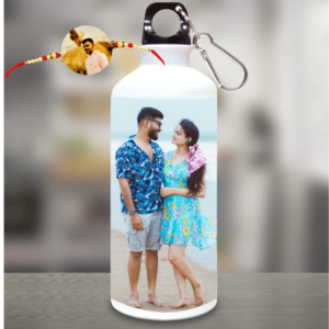 Customized Photo Sipper Water Bottle & Rakhi